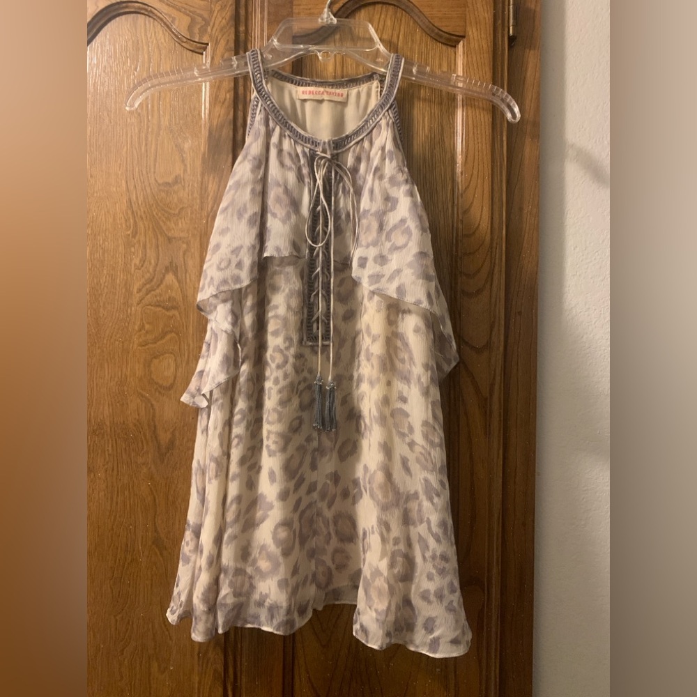 Silk Rebecca Taylor Cream and Gray Blouse